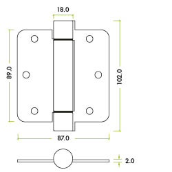 Spring Hinge Plus Slave Pack - Radius - 3.5"x3.5"x2.5 - Polished Chrome (Contains 2 Spring and 1 Unsprung Hinge)