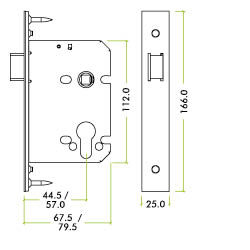 Upright Latch - 76mm C/W PVD Forend and Strike