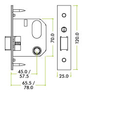 Replacement Nightlatch - 64mm c/w PVD Forend and Strike