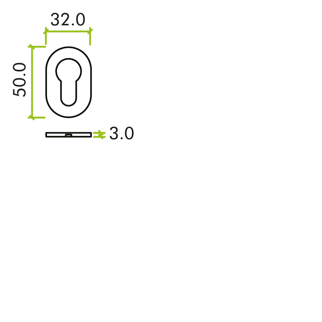 Euro Profile Escutcheon - Rosso Mini - 50 x 32 x 3