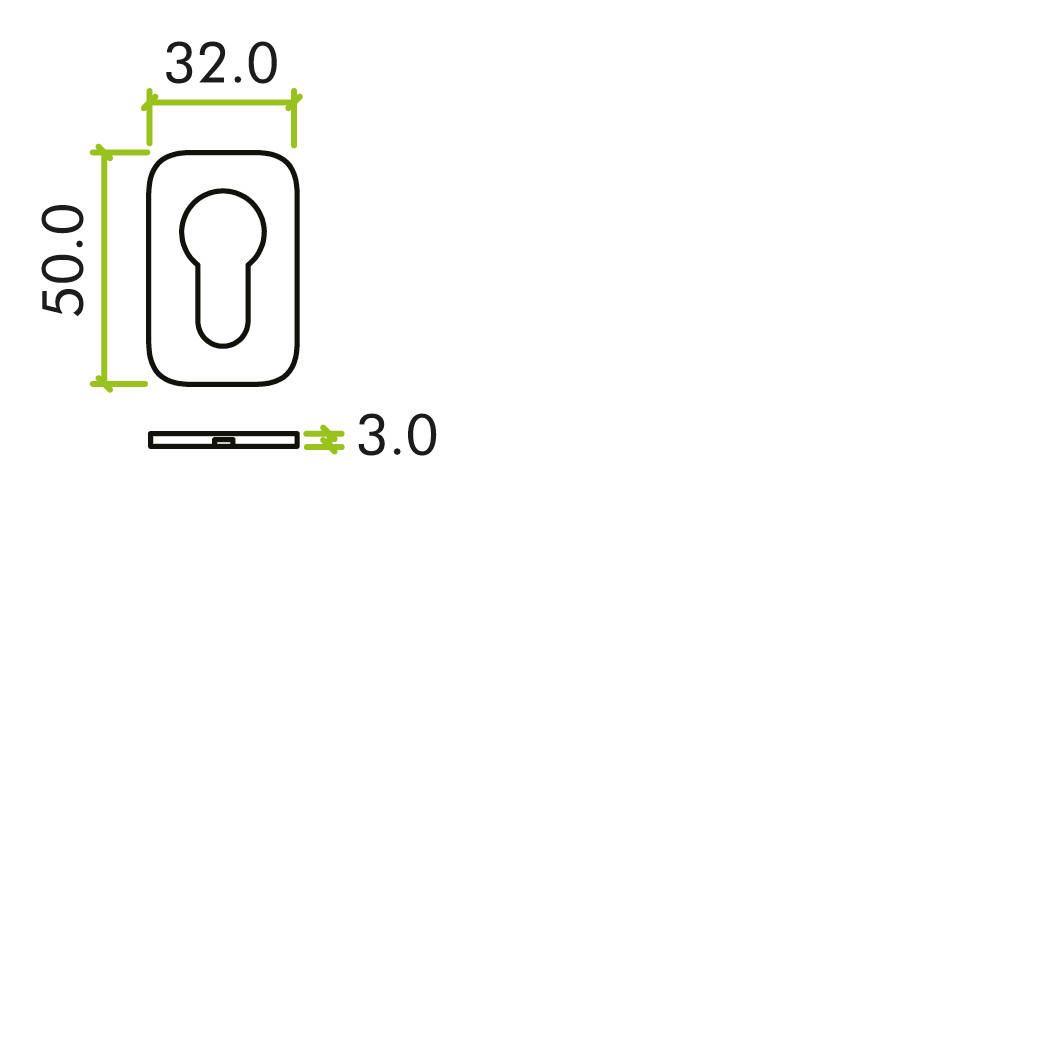 Euro Profile Escutcheon - Rosso Mini Squircle - 50 x 32 x 3