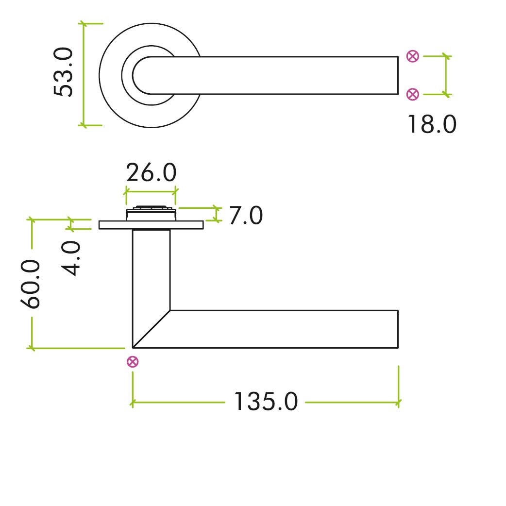 Lugano Lever on 4mm Round Slim Sprung Rose