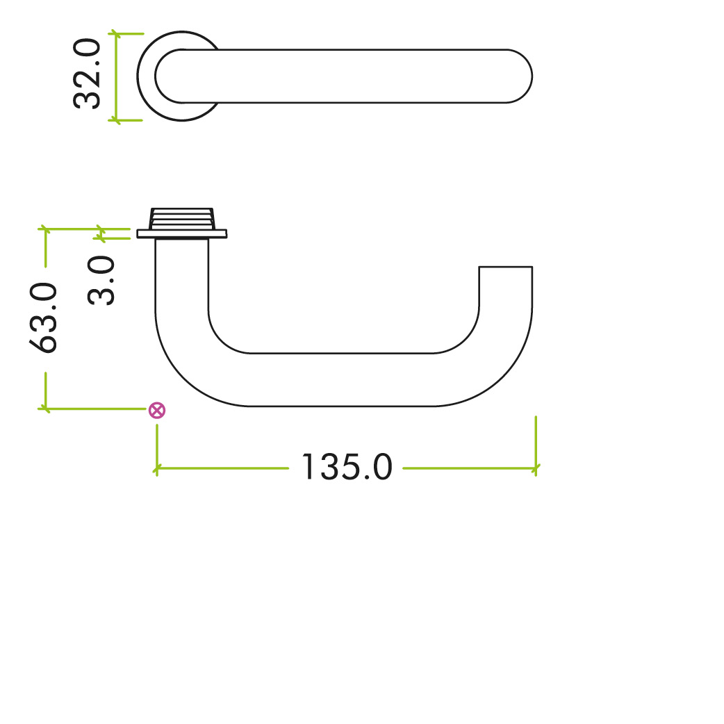 Maggiore Lever on 32mm Round Mini Rose