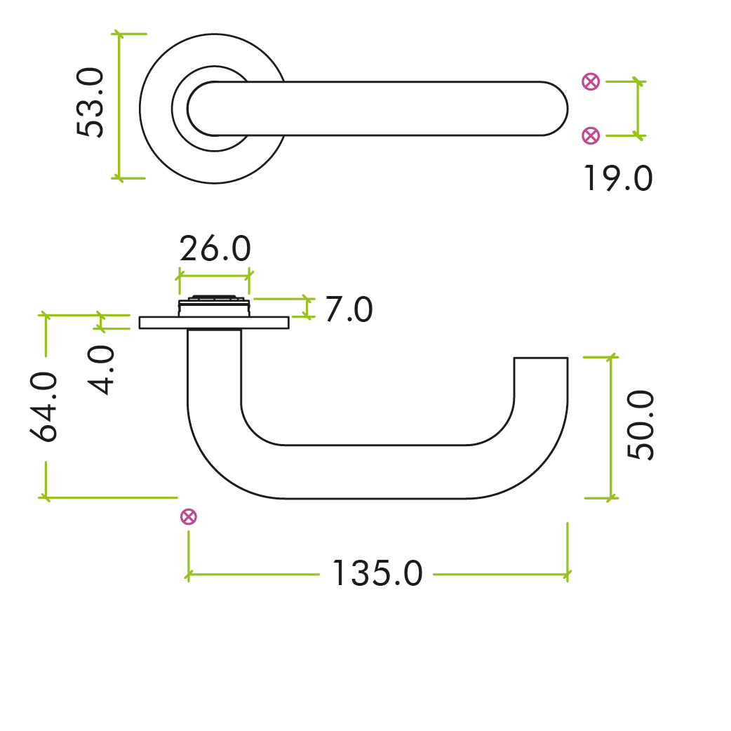 Maggiore Lever on 4mm Round Slim Sprung Rose