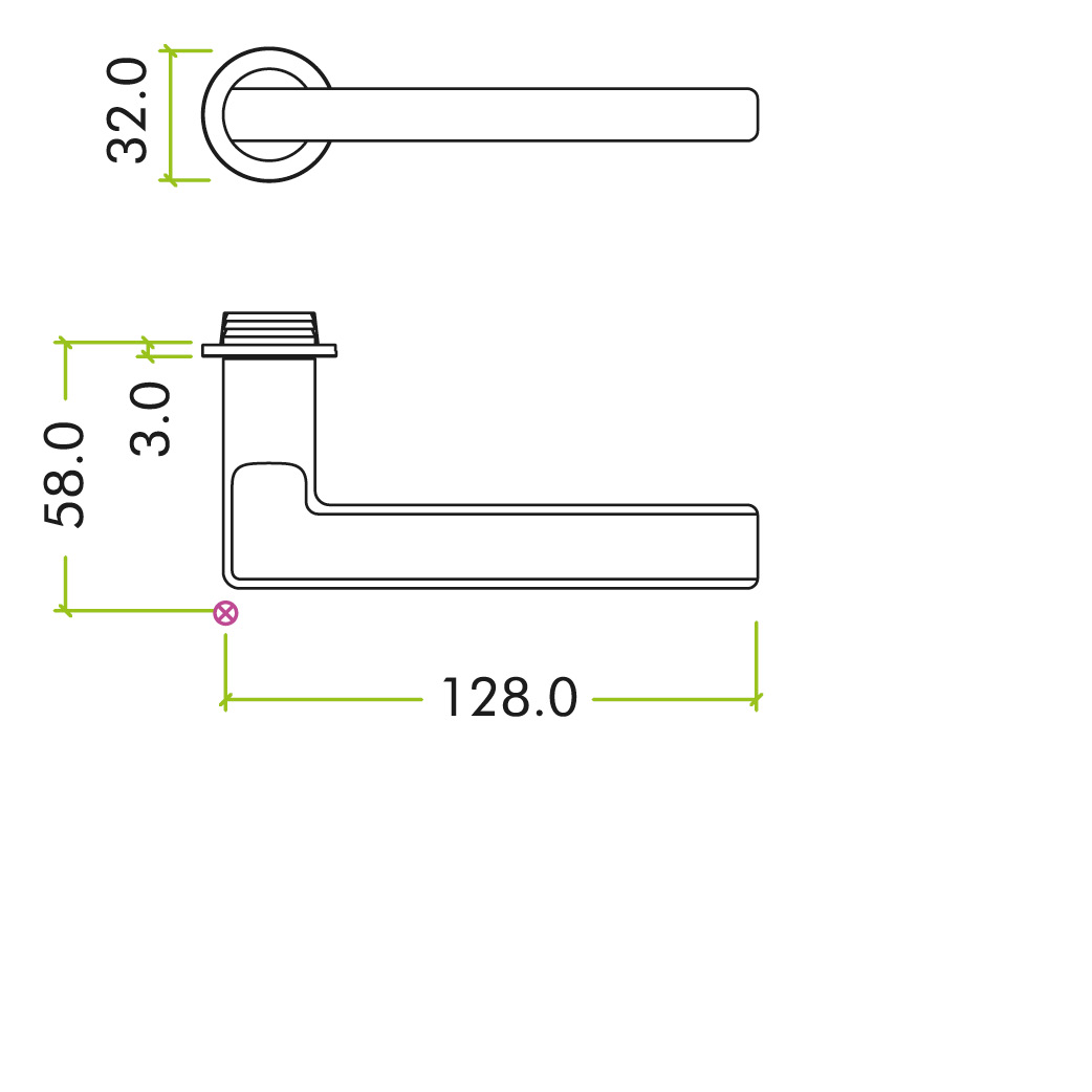 Varese Lever on 32mm Round Mini Rose