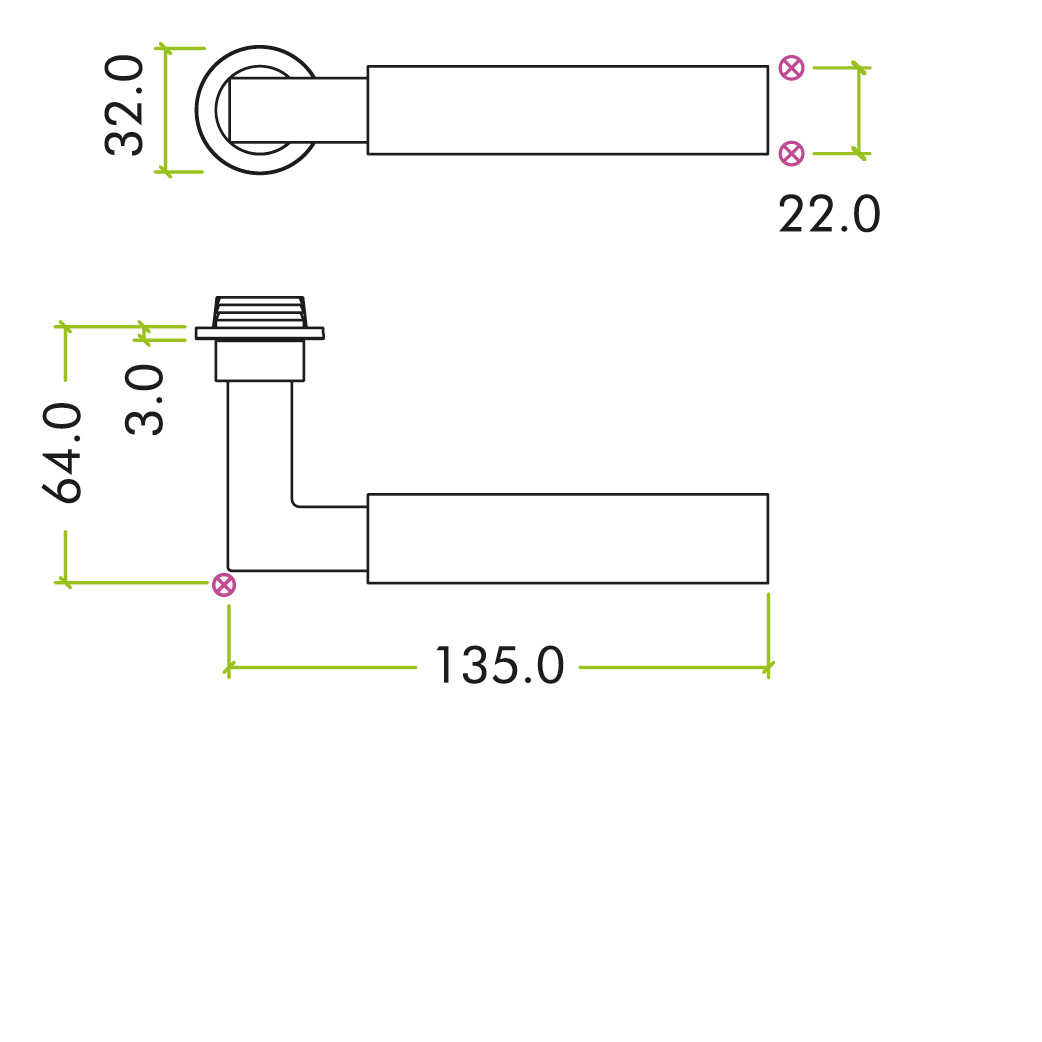 Garda Lever on 32mm Round Mini Rose