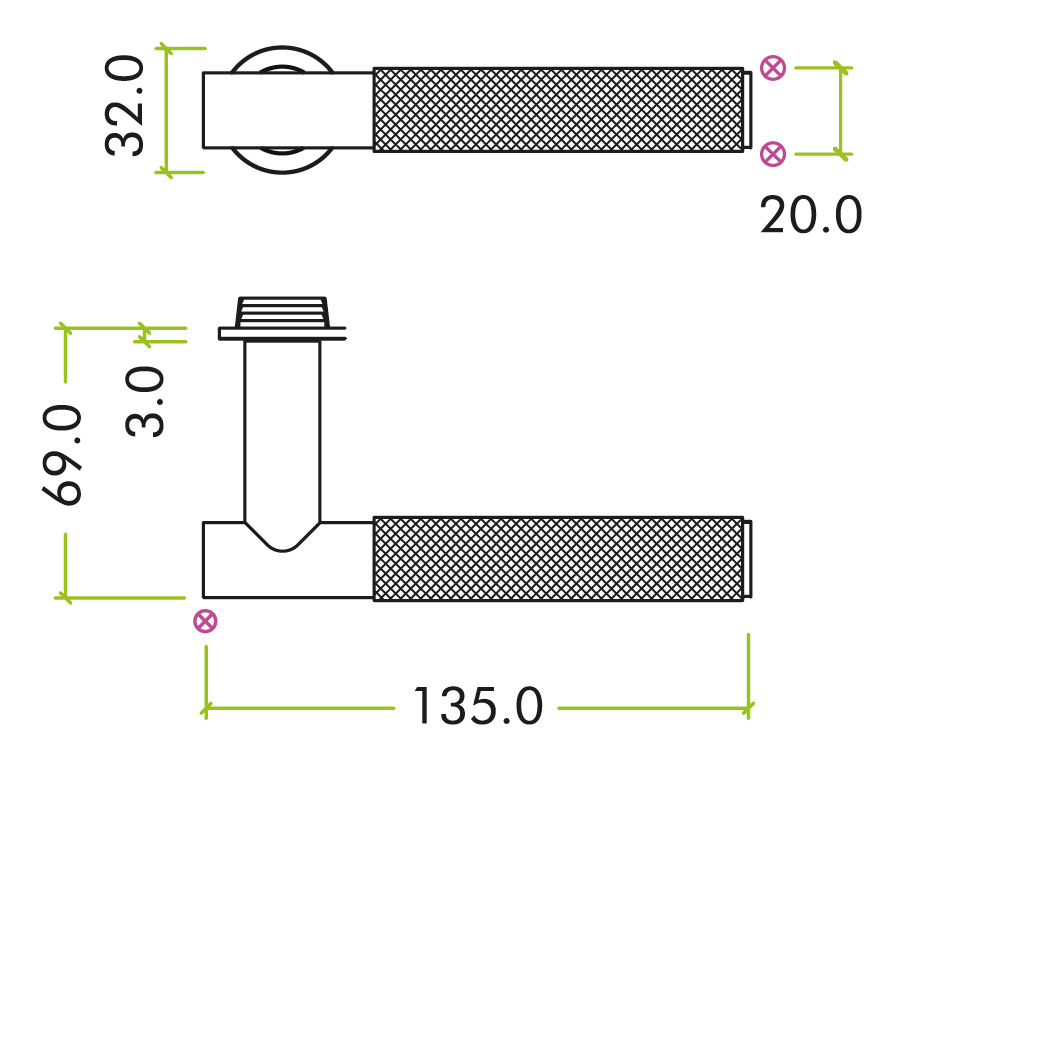 Orta Lever on 32mm Round Mini Rose