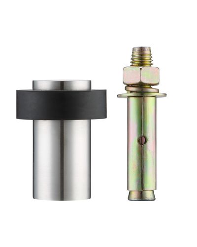 Door Stop Anchored Heavy Duty - Round Collared Flat Top - 60mm dia