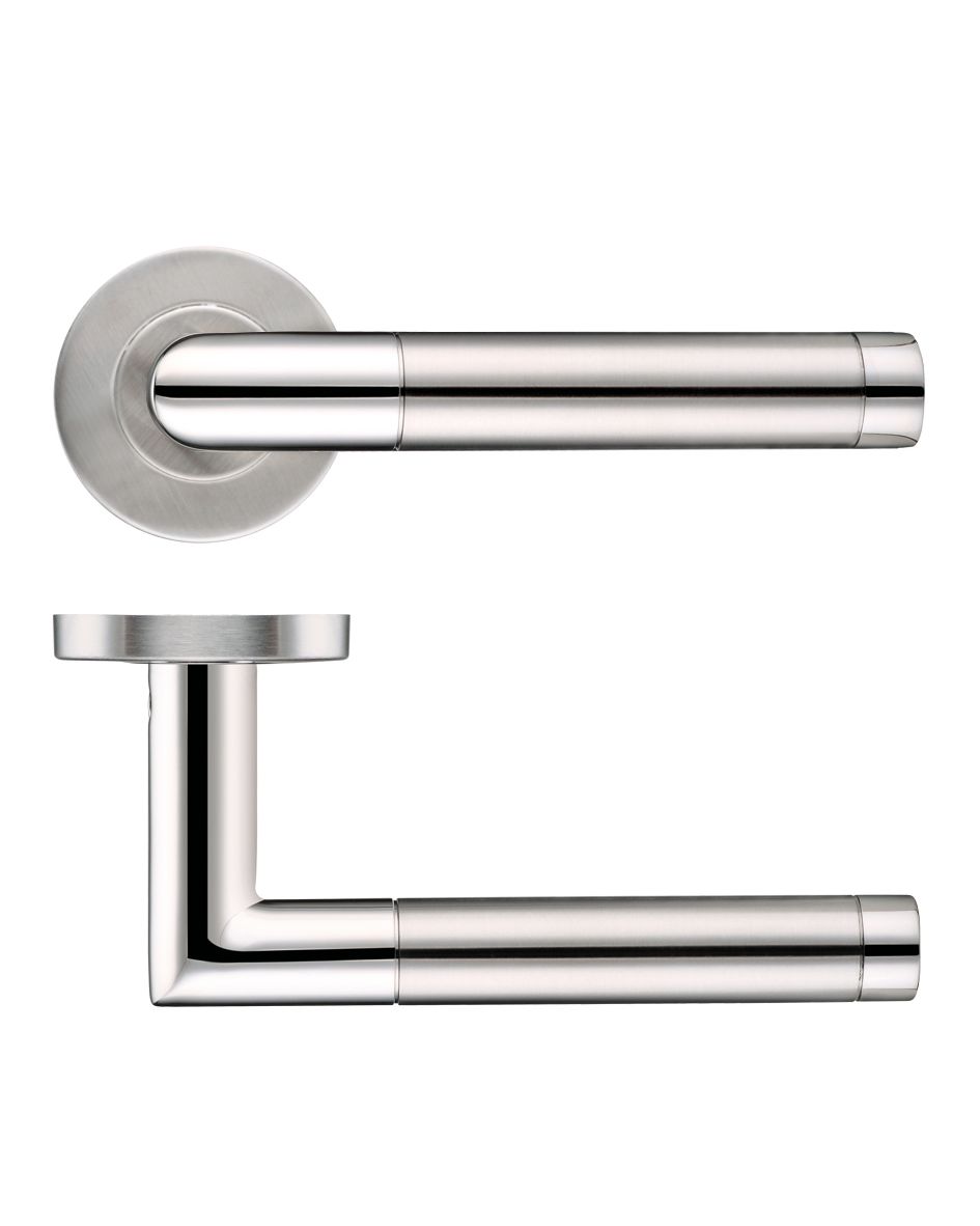 19mm Mitred Dual Finish Lever - Push On Rose - 52mm Dia - Grade 201