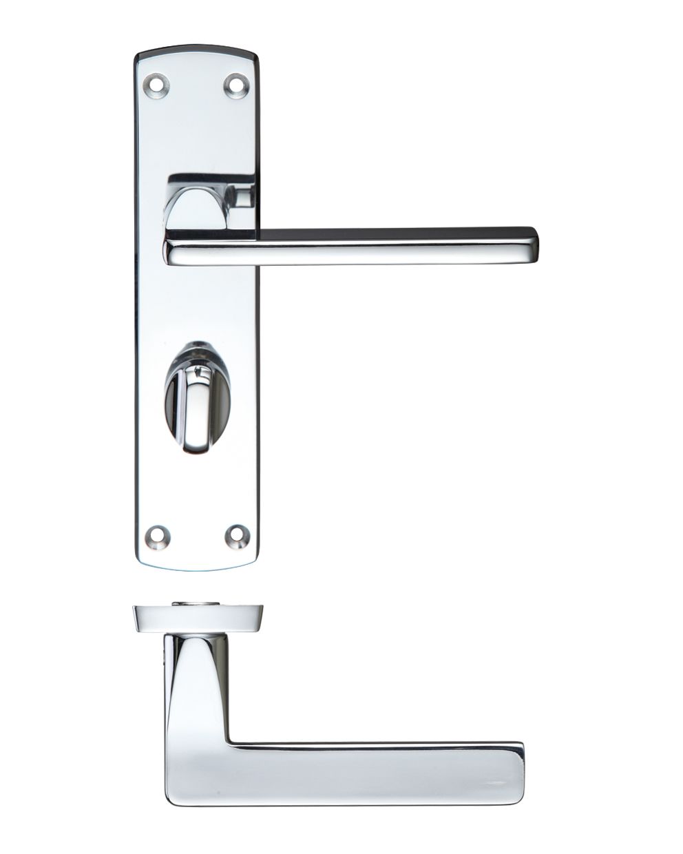 Leon lever on bathroom backplate