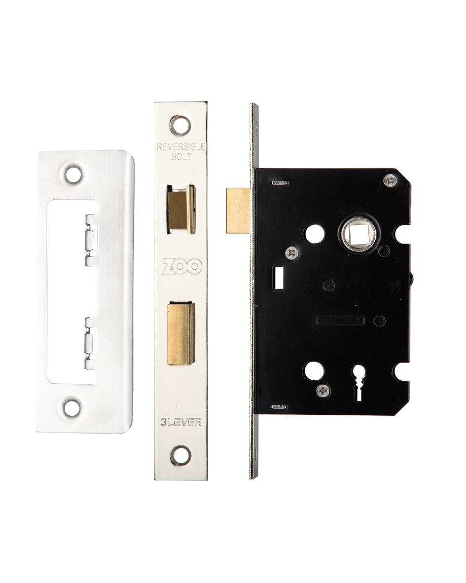 3 Lever Sashlock 2.5" - 57mm c/c - Keyed Alike with 32L - 57mm Centres, Square, Satin Stainless Steel Finish