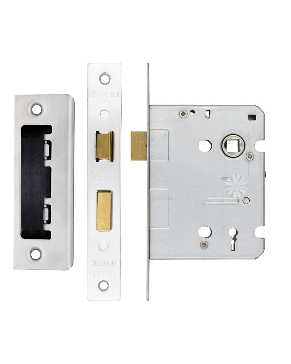 3 Lever Mortice Sashlock, 76mm - Keyed Alike with 32L - 57mm Centres, Square, Satin Stainless Steel Finish
