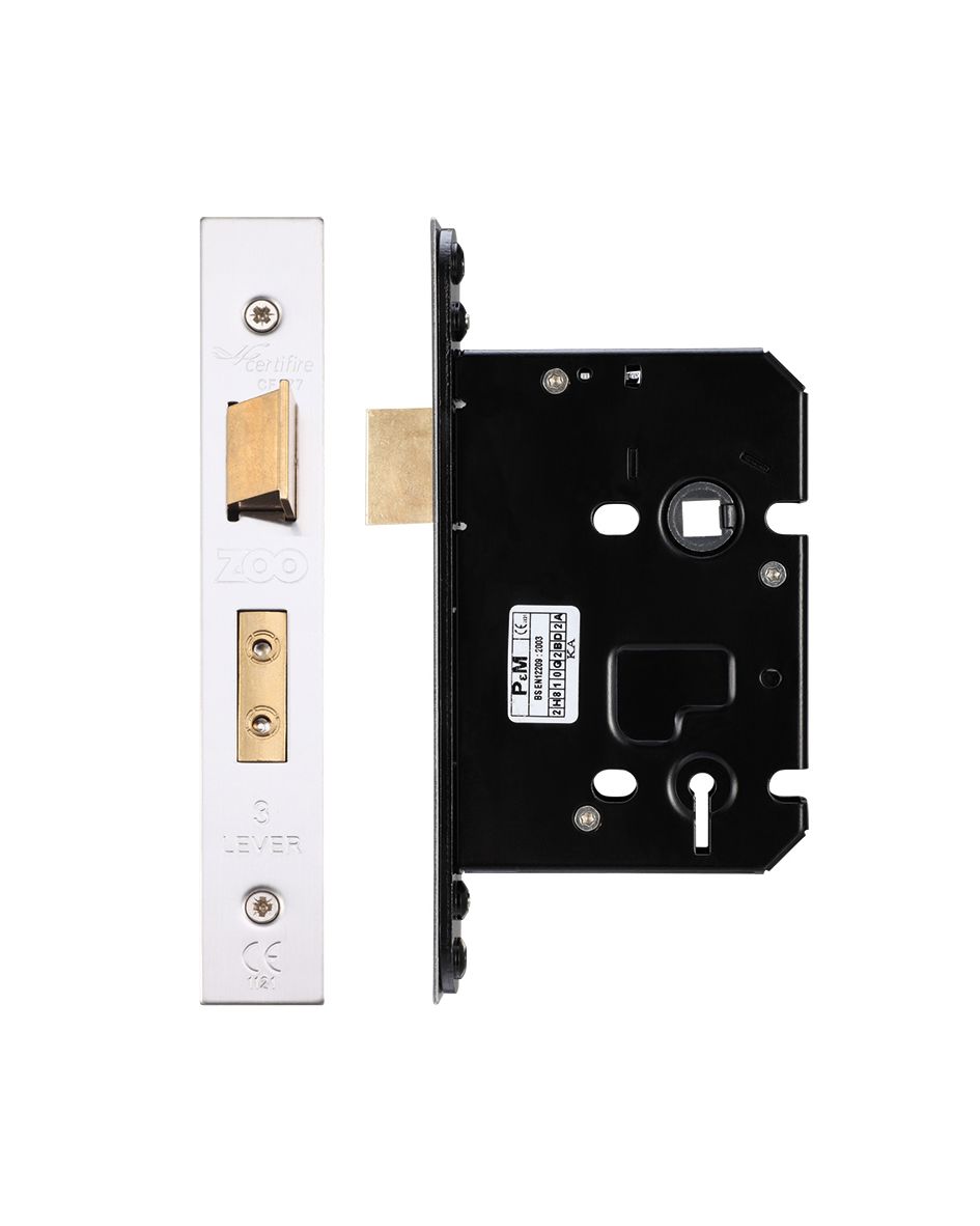 3 Lever Sash Lock - 76mm C/W PVD Forend and Strike