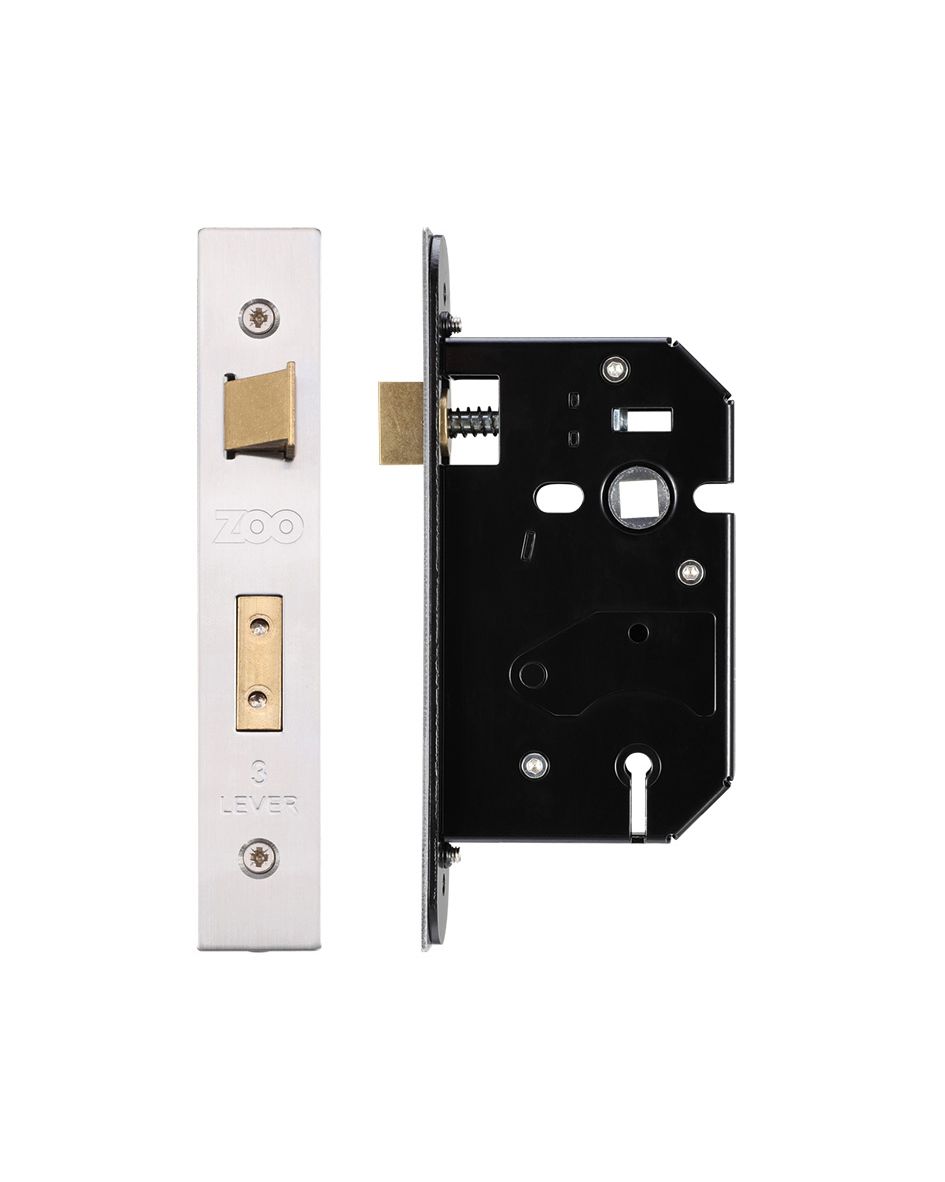 3 Lever Replacement SashLock - 64mm c/w Stainless Steel Forend and Strike - Keyed Alike