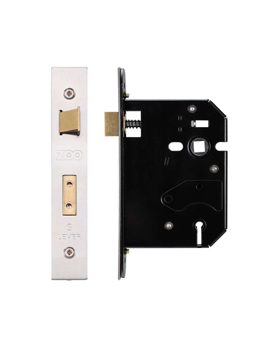 3 Lever Replacement Sash Lock - 76mm c/w PVD Forend and Strike